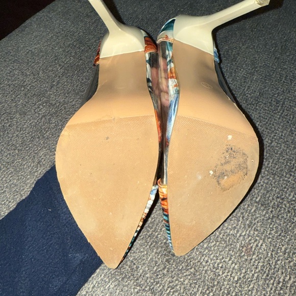 Floral Stiletto Heels pvc point toe court pumps color block high elegant sexy - Picture 13 of 13